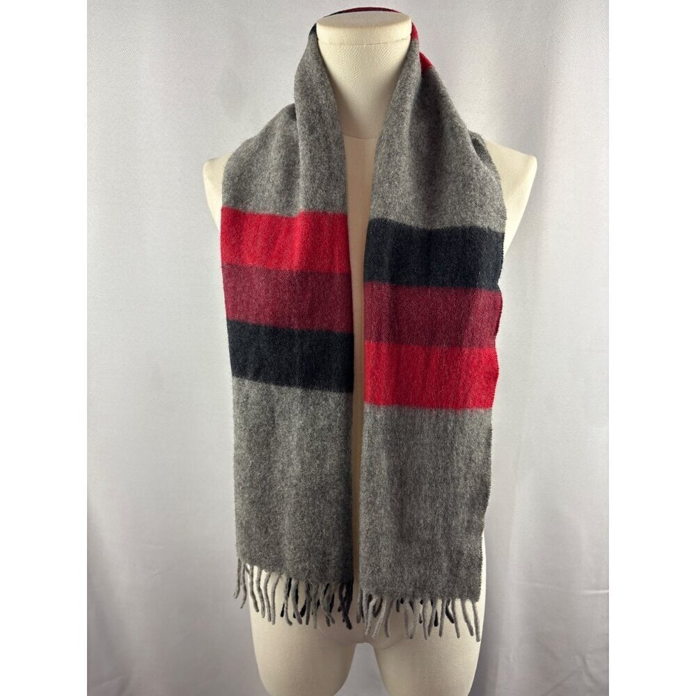Women’s Carl Michaels Grey, Blue, Red, & Purple Wool Tasseled Scarf